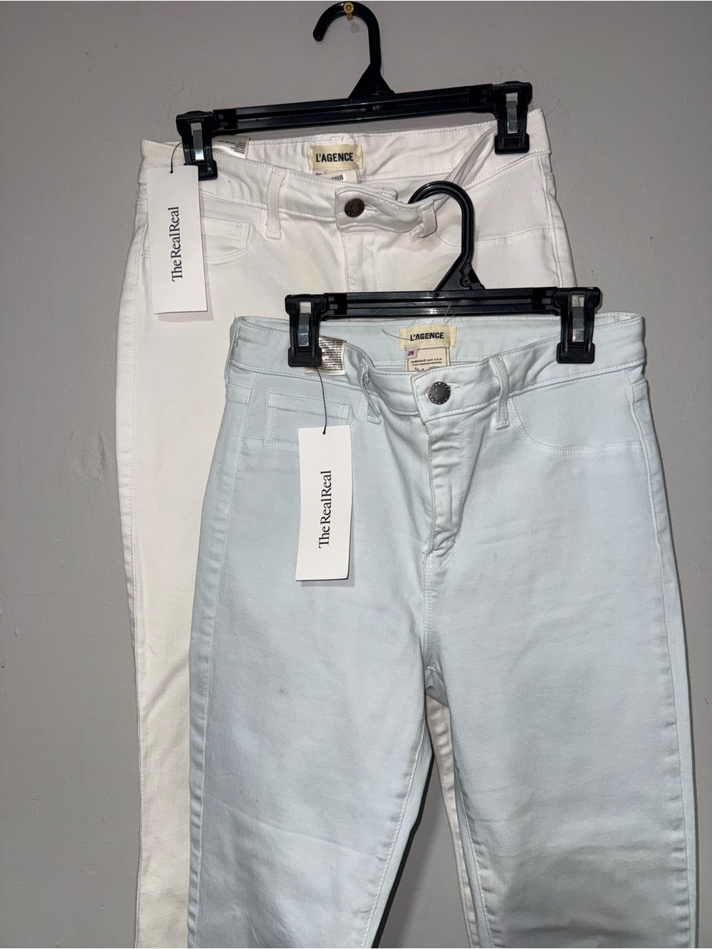 L'AGENCE High-Rise Jeans in White and Light Blue
